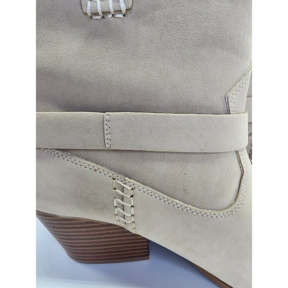 Mia Clement Womens Western Bootie Size 10M Tan Stacked Heel Rustic Slip-On - Picture 8 of 15